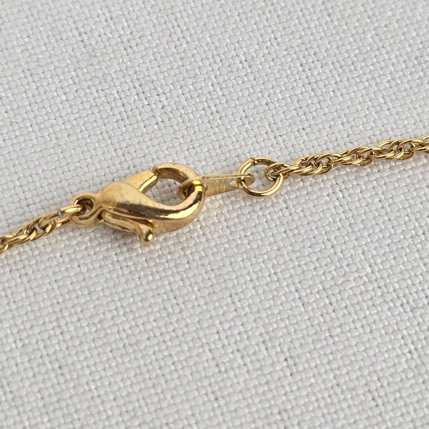 Vintage Gold Tone Faceted Stone Delicate Pendant Chain Necklace