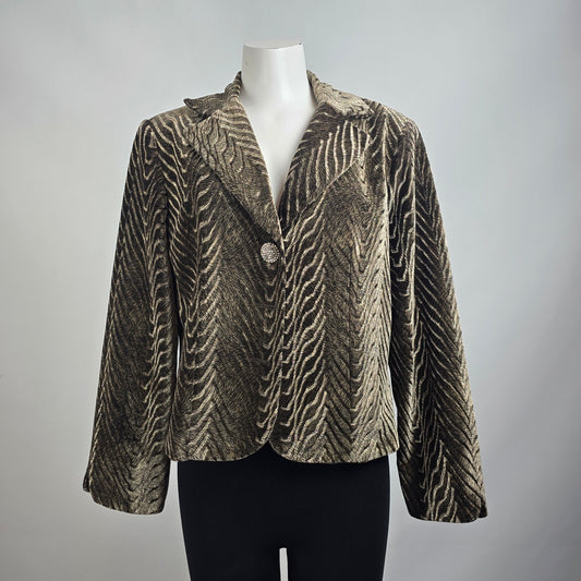 Vintage Mercedes Brown Velour Button Blazer Size 14