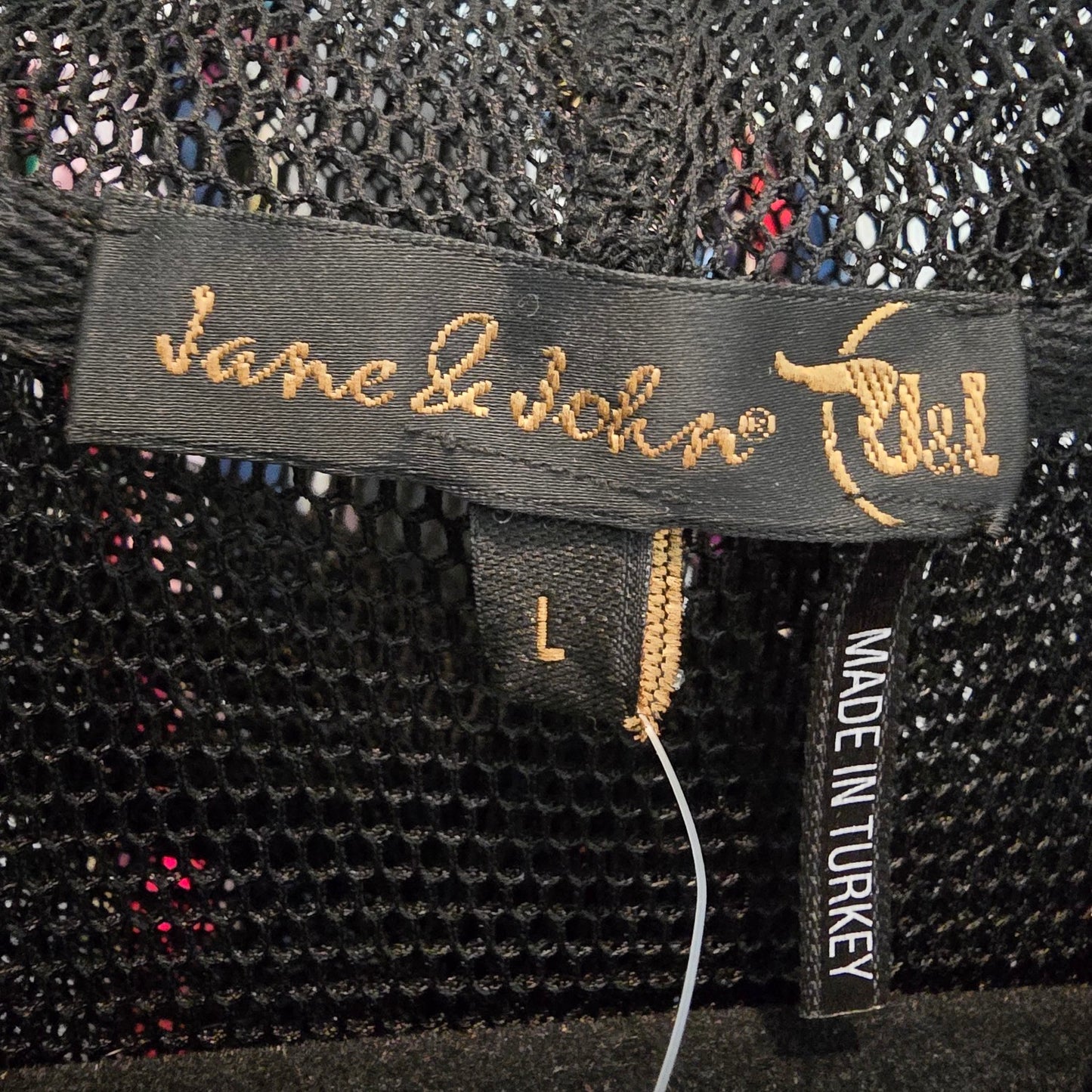 Jane & John Black Netted Zip Up Jacket Size L