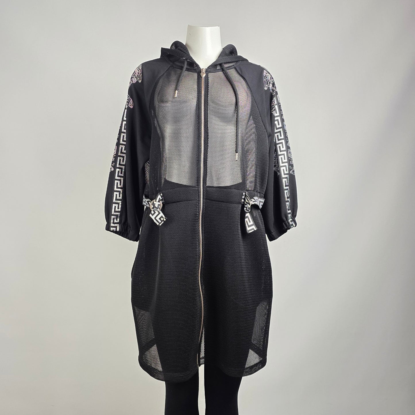 Jane & John Black Netted Zip Up Jacket Size L