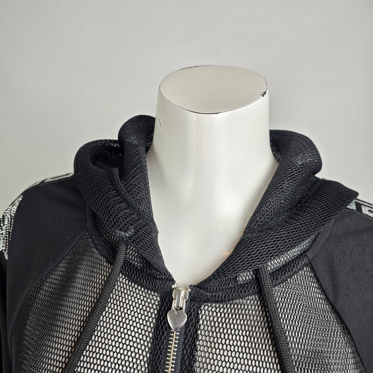 Jane & John Black Netted Zip Up Jacket Size L