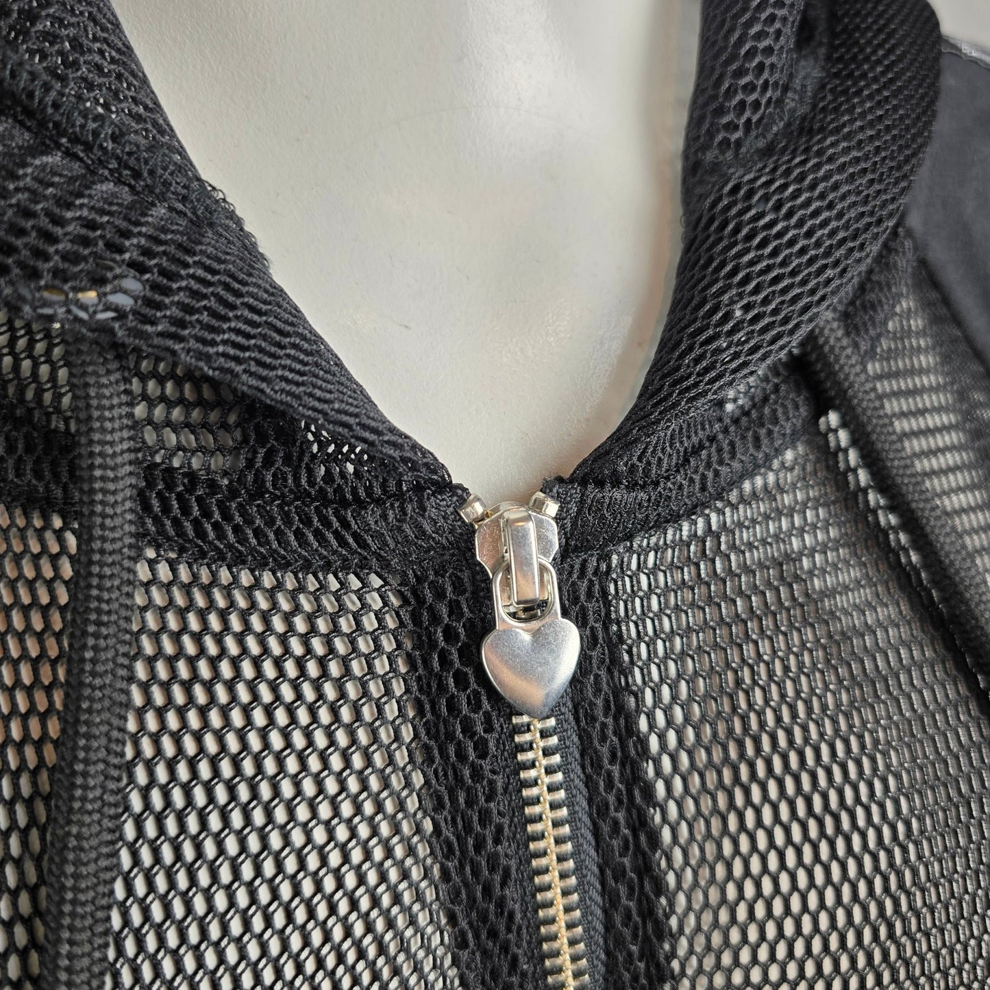 Jane & John Black Netted Zip Up Jacket Size L