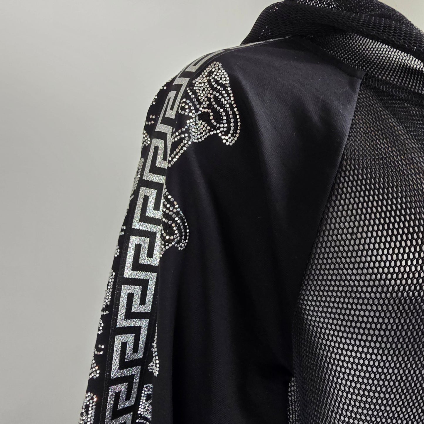 Jane & John Black Netted Zip Up Jacket Size L