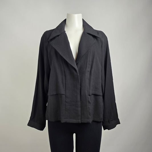 The Korner Black Button Up Blazer Jacket Size L