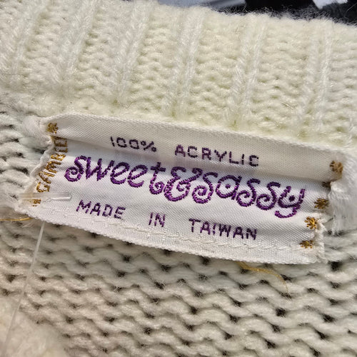 Vintage Sweet & Sassy Cream Knit Button Up Cardigan Size S/M