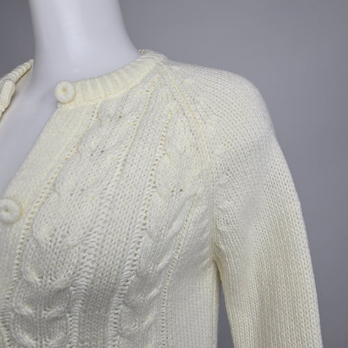 Vintage Sweet & Sassy Cream Knit Button Up Cardigan Size S/M