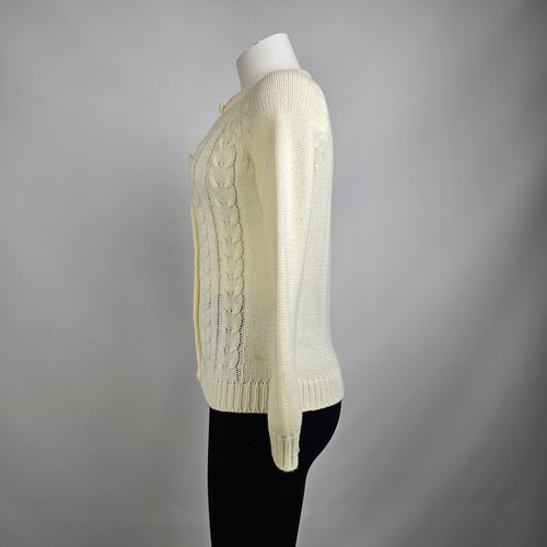 Vintage Sweet & Sassy Cream Knit Button Up Cardigan Size S/M