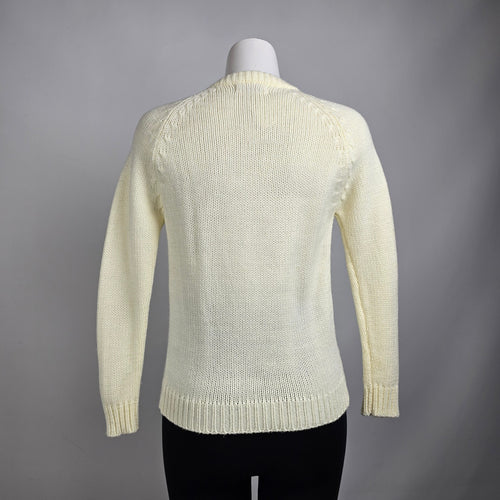 Vintage Sweet & Sassy Cream Knit Button Up Cardigan Size S/M