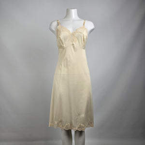 Vintage Beige Lace Full Slip Dress Size S