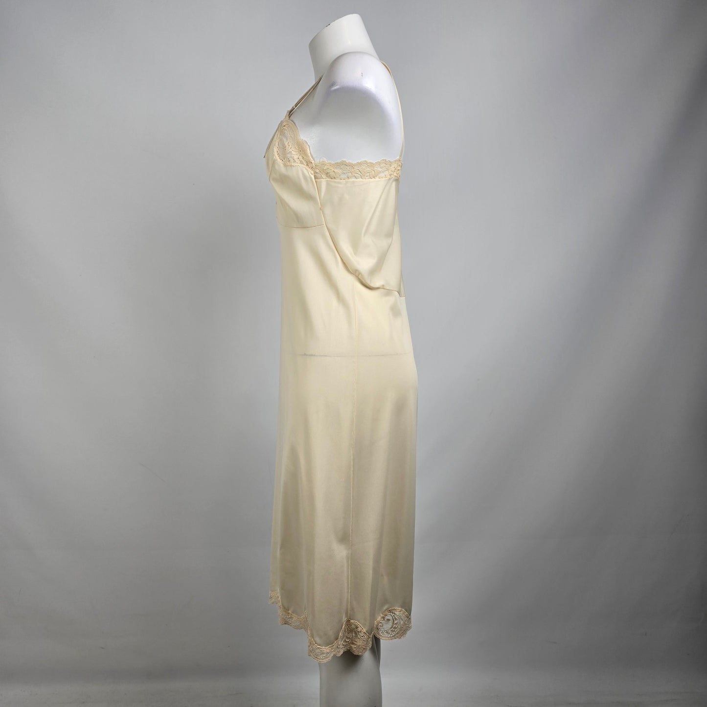 Vintage Beige Lace Full Slip Dress Size S