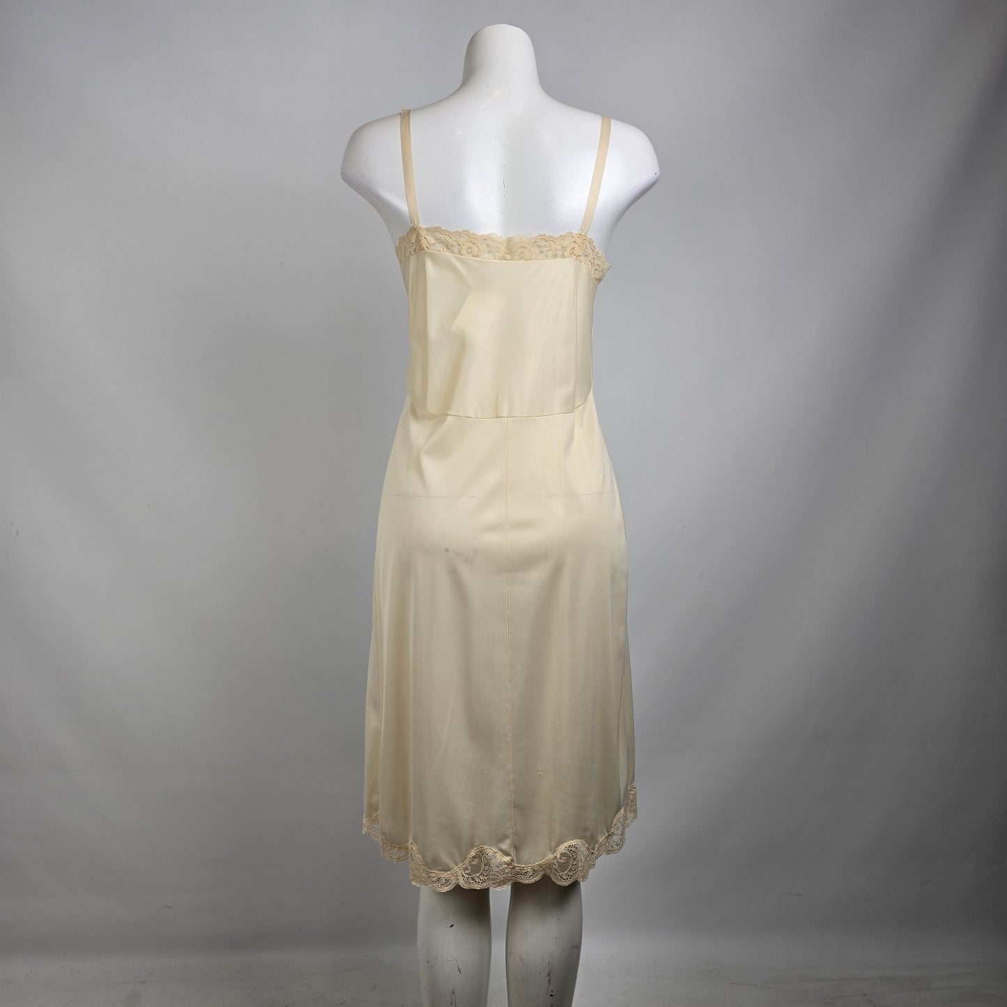 Vintage Beige Lace Full Slip Dress Size S