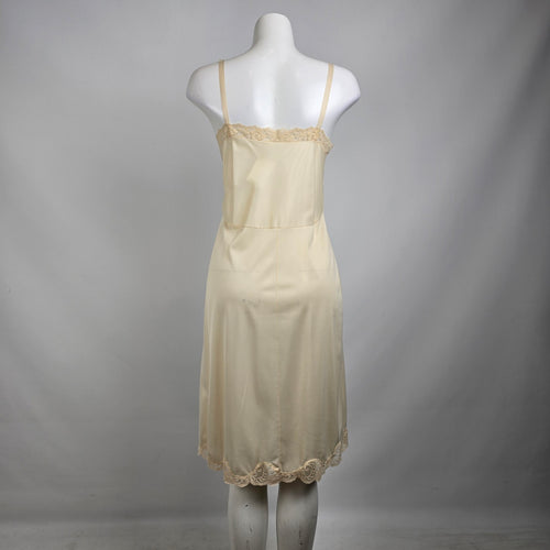 Vintage Beige Lace Full Slip Dress Size S