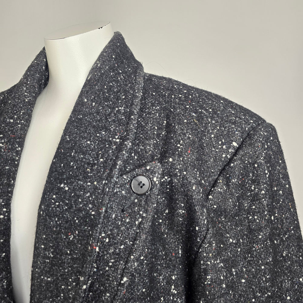 Vintage 80s Jonathan Christopher Black Speckled Wool Coat Size M