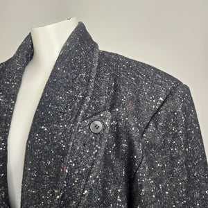 Vintage 80s Jonathan Christopher Black Speckled Wool Coat Size M