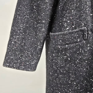 Vintage 80s Jonathan Christopher Black Speckled Wool Coat Size M