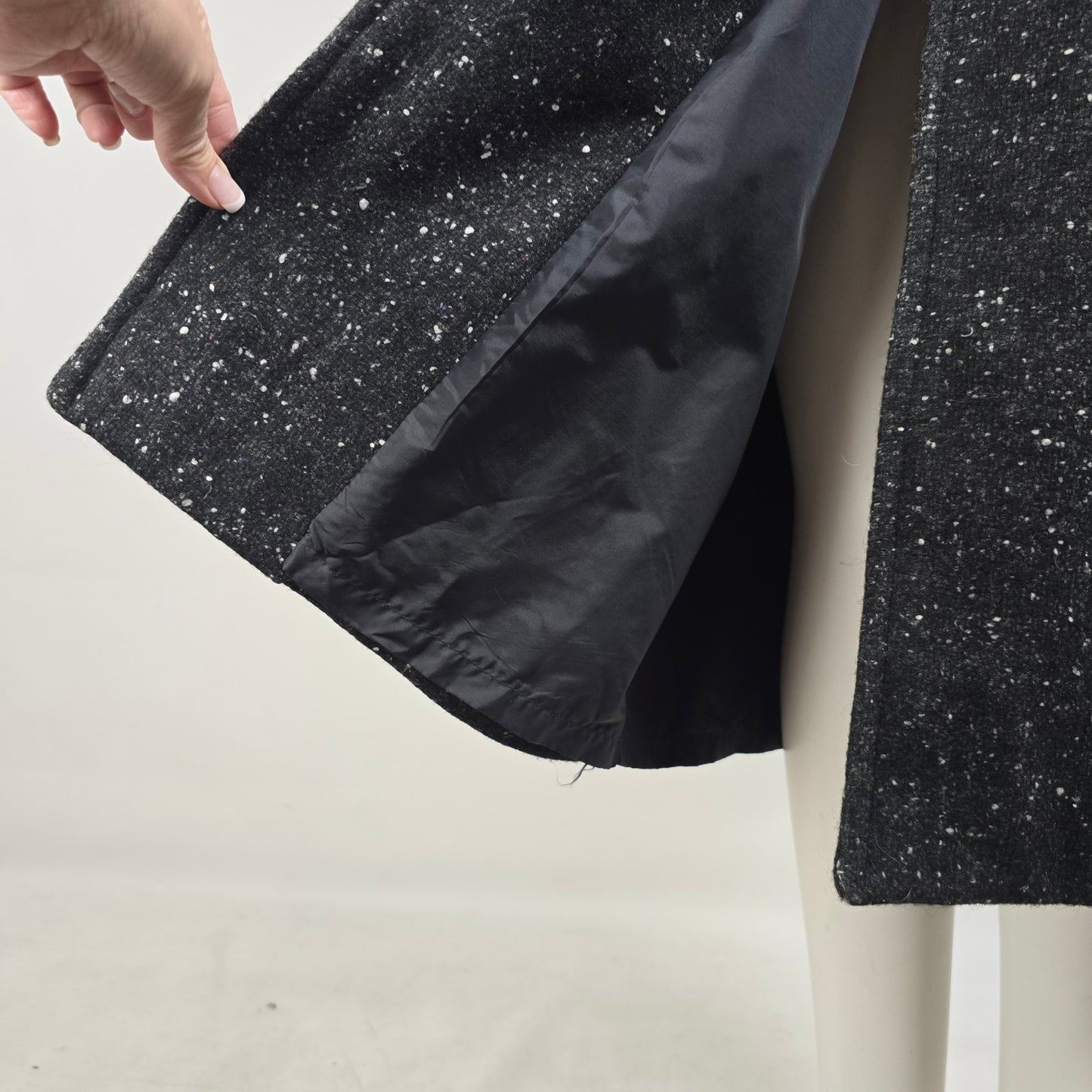 Vintage 80s Jonathan Christopher Black Speckled Wool Coat Size M