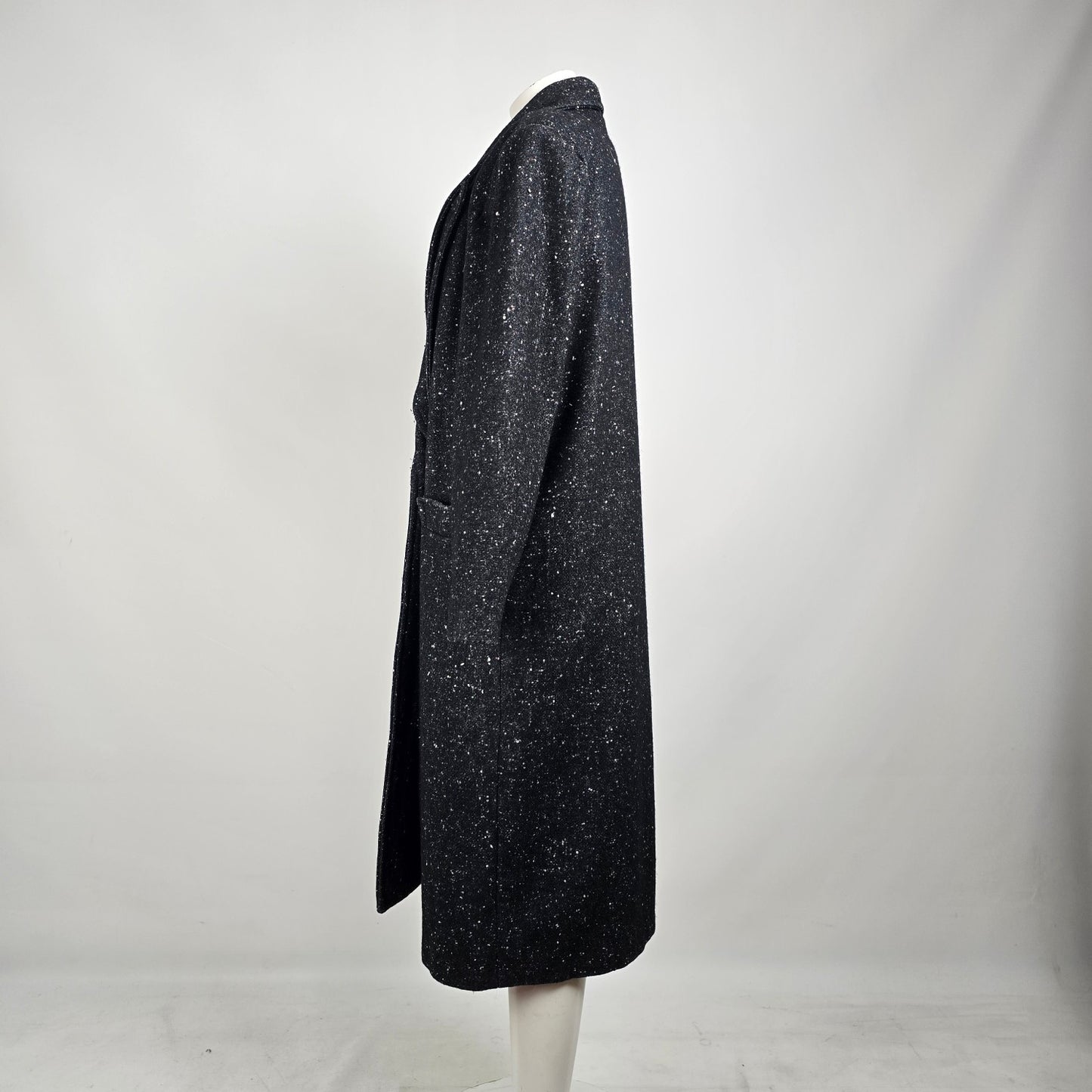 Vintage 80s Jonathan Christopher Black Speckled Wool Coat Size M