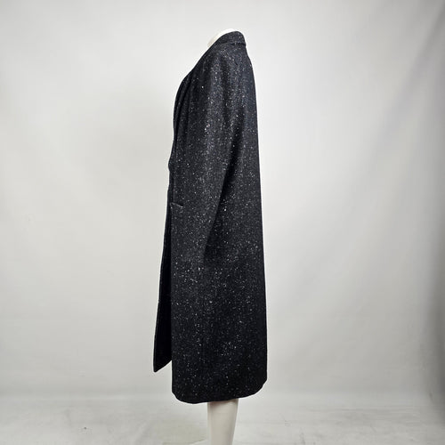 Vintage 80s Jonathan Christopher Black Speckled Wool Coat Size M