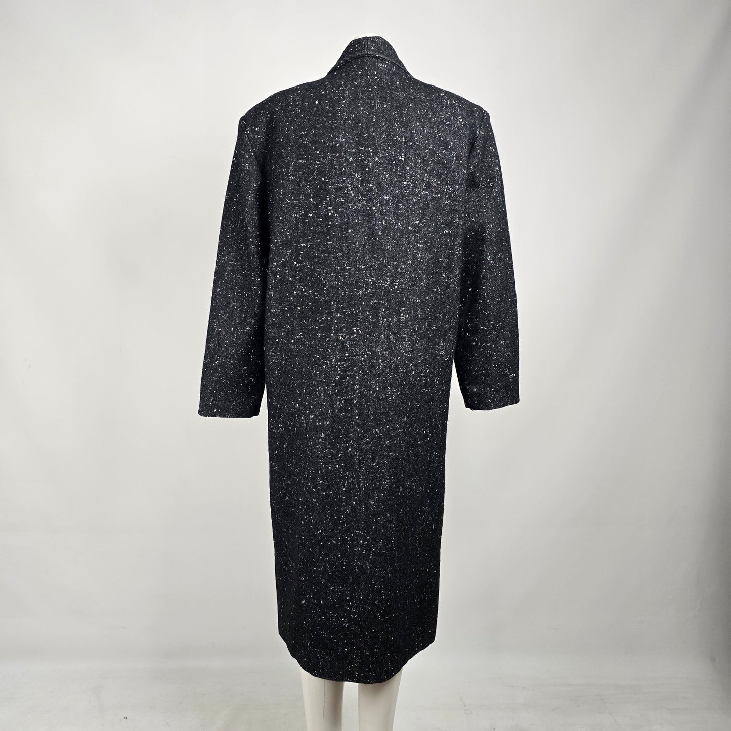 Vintage 80s Jonathan Christopher Black Speckled Wool Coat Size M
