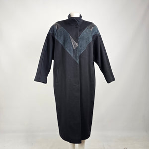 Vintage 80s Black & Grey Wool Suede Button Up Jacket Size XL