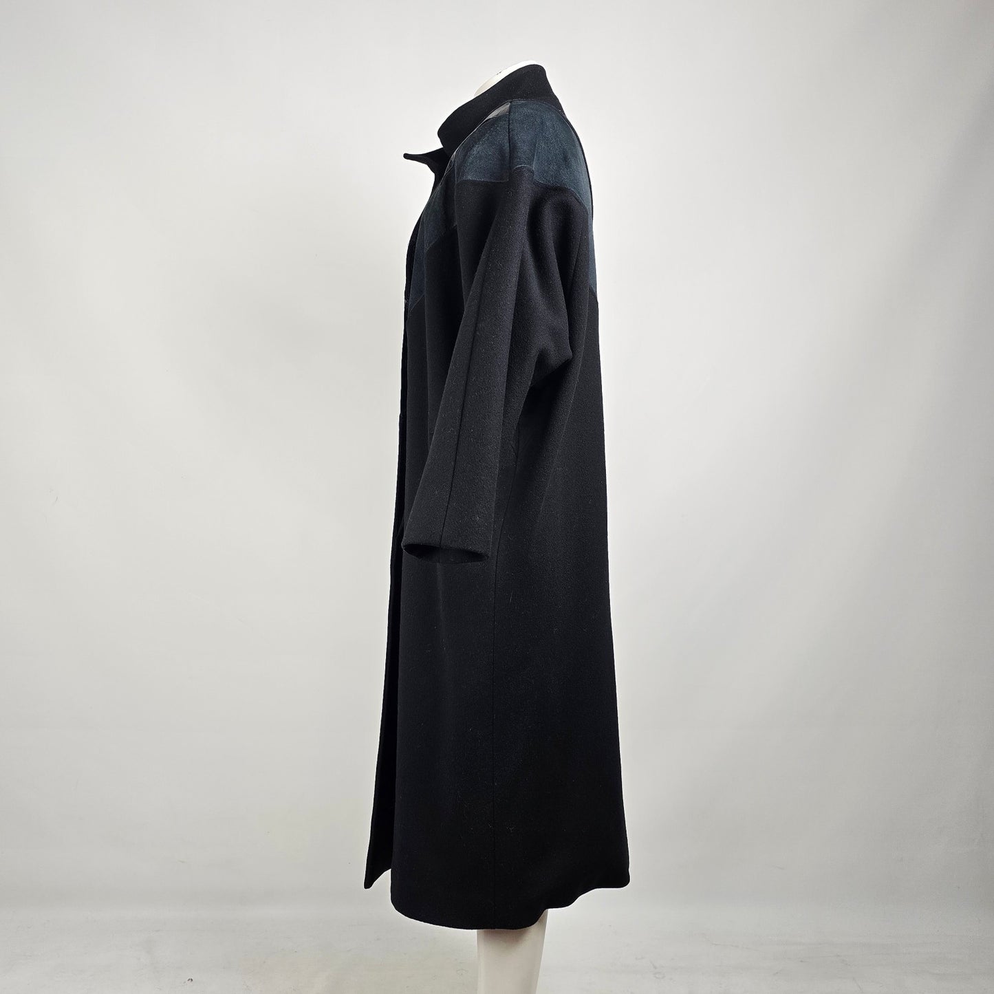 Vintage 80s Black & Grey Wool Suede Button Up Jacket Size XL