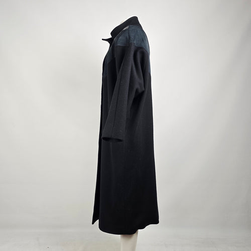 Vintage 80s Black & Grey Wool Suede Button Up Jacket Size XL