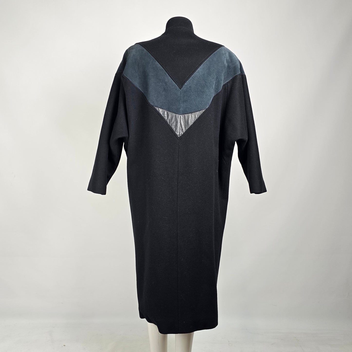 Vintage 80s Black & Grey Wool Suede Button Up Jacket Size XL