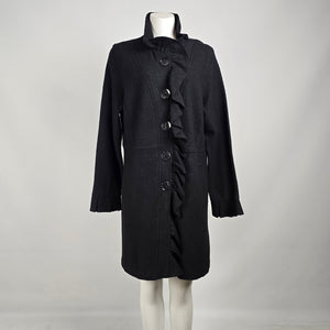 Renuar Black Ruffle Wool Button Up Jacket Size XXL