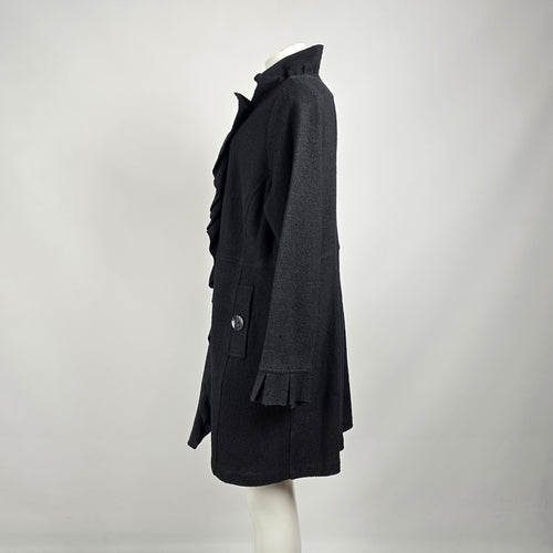 Renuar Black Ruffle Wool Button Up Jacket Size XXL