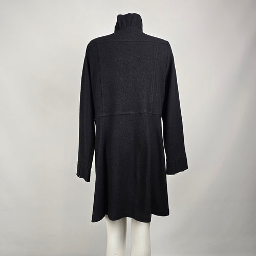 Renuar Black Ruffle Wool Button Up Jacket Size XXL