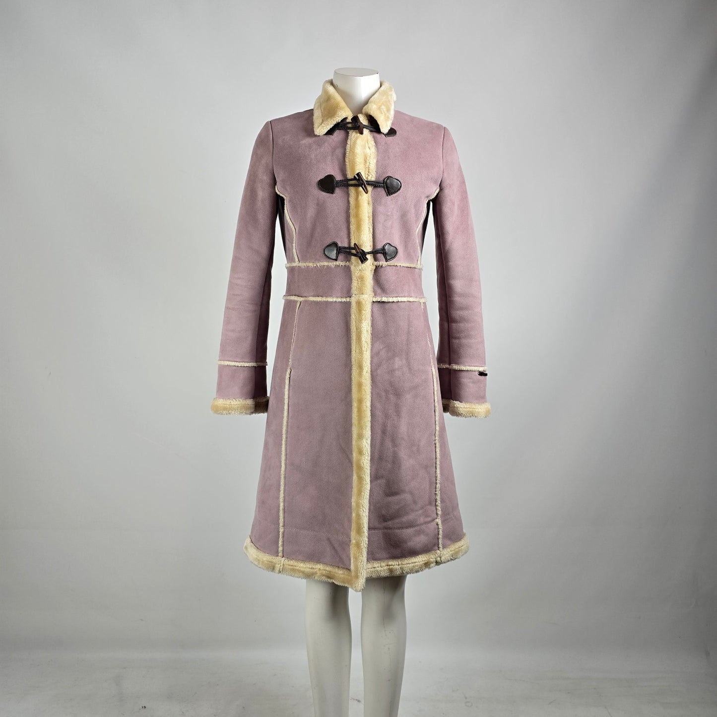 Vintage Knock the Mandoo Pink Faux Shearling Coat Size S