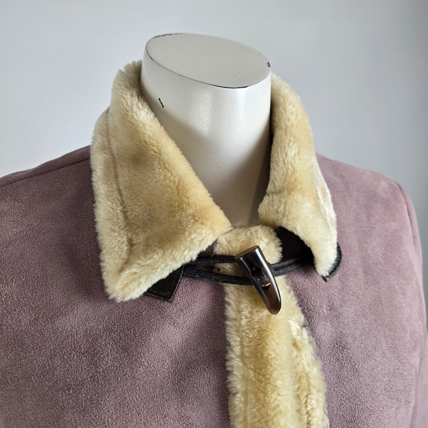 Vintage Knock the Mandoo Pink Faux Shearling Coat Size S