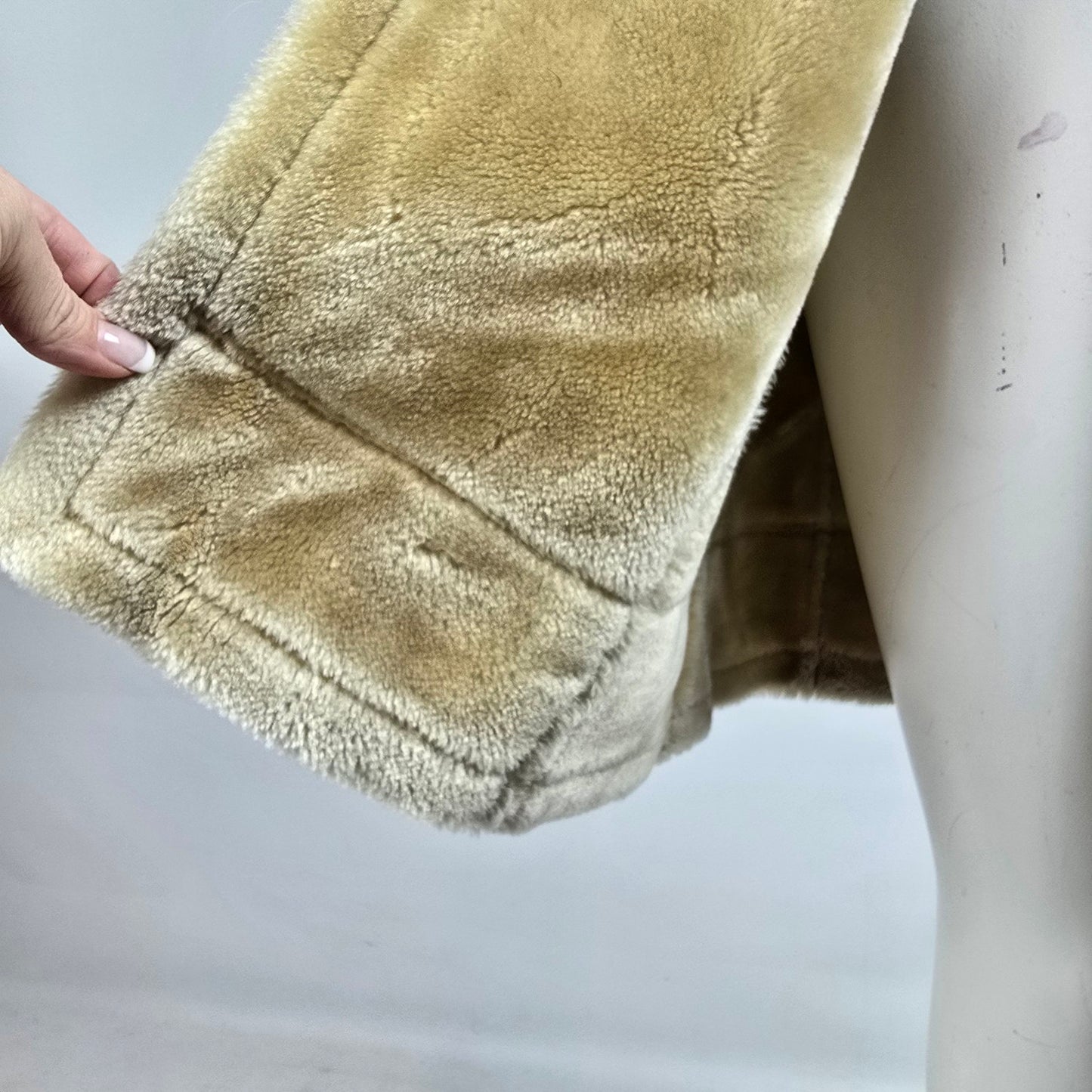 Vintage Knock the Mandoo Pink Faux Shearling Coat Size S