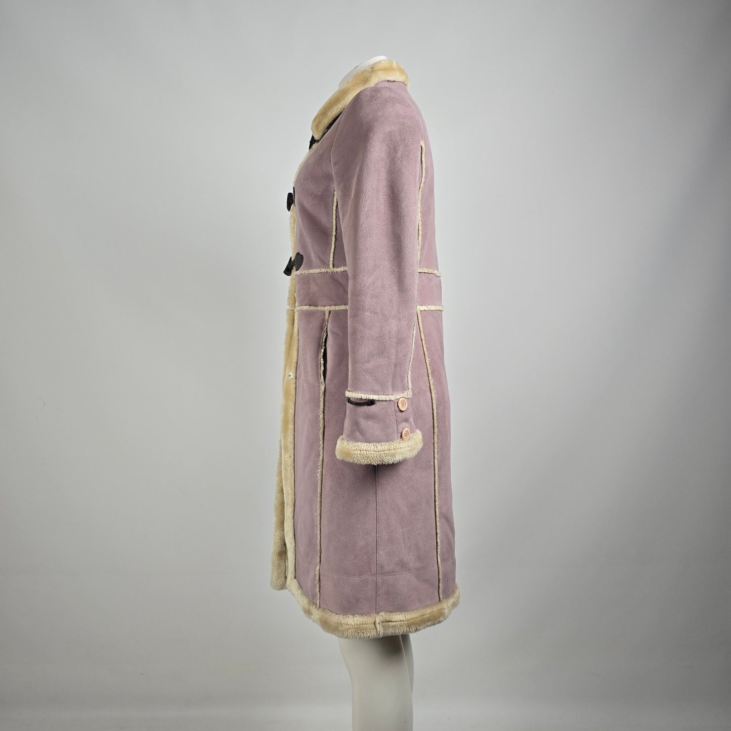 Vintage Knock the Mandoo Pink Faux Shearling Coat Size S