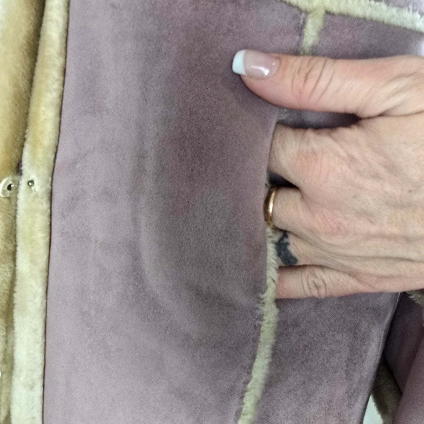 Vintage Knock the Mandoo Pink Faux Shearling Coat Size S