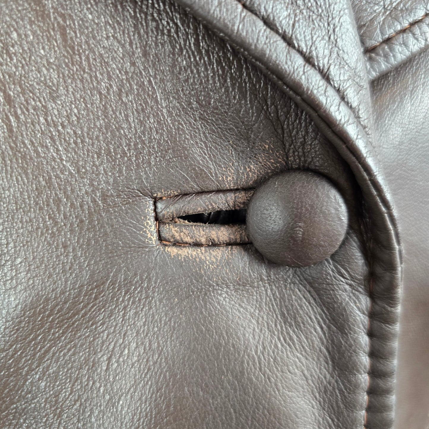 Vintage Park Leather 70s Brown Button Up Lined Leather Jacket Size S/M