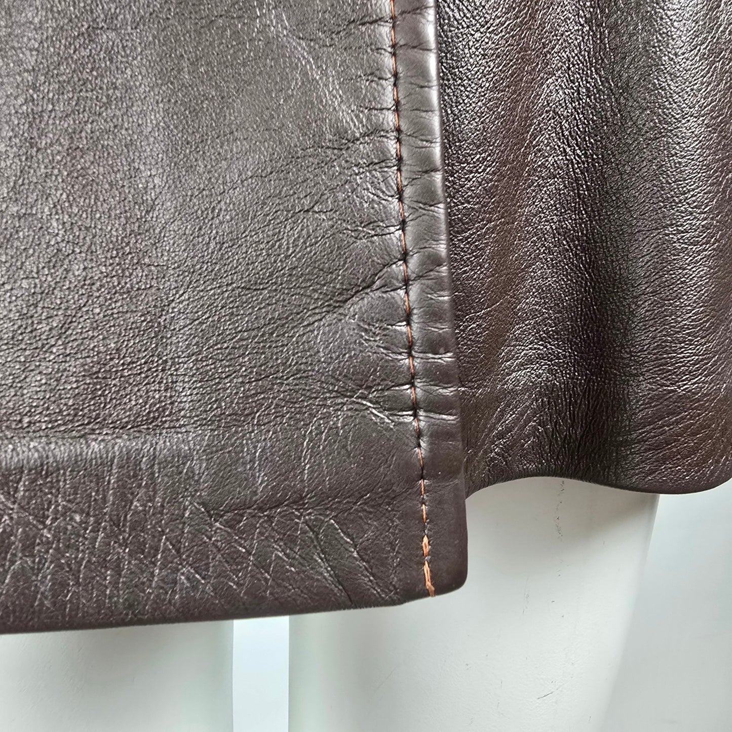 Vintage Park Leather 70s Brown Button Up Lined Leather Jacket Size S/M