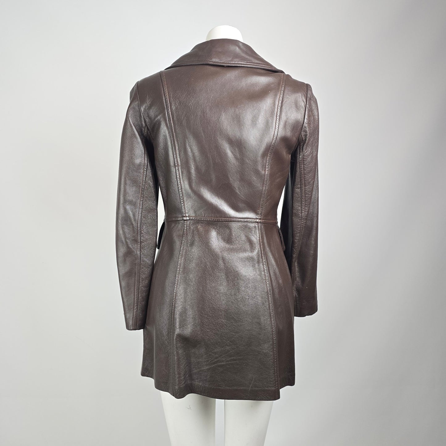 Vintage Park Leather 70s Brown Button Up Lined Leather Jacket Size S/M