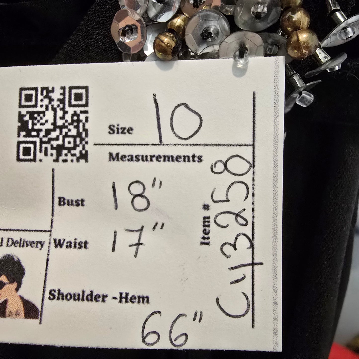 Lyman Black Beaded Neckline Long Event Dress Size 10