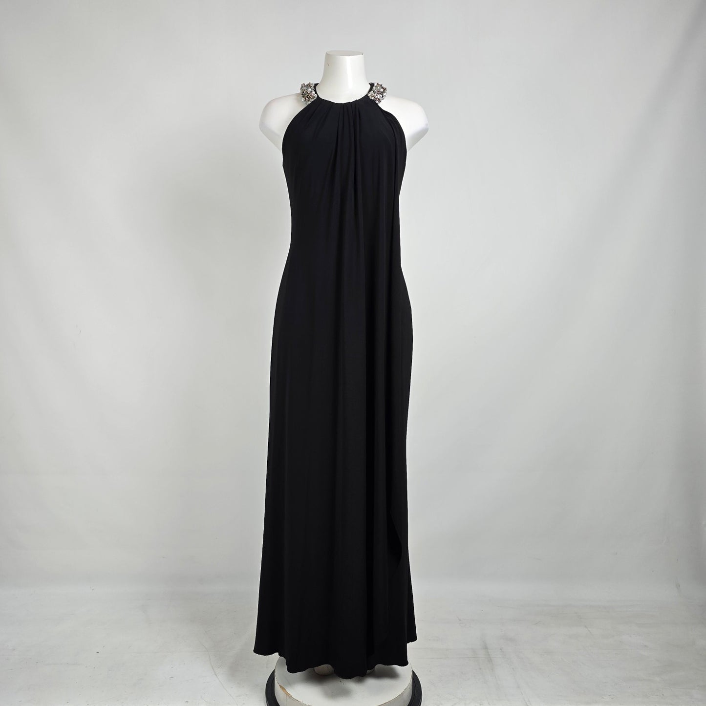 Lyman Black Beaded Neckline Long Event Dress Size 10
