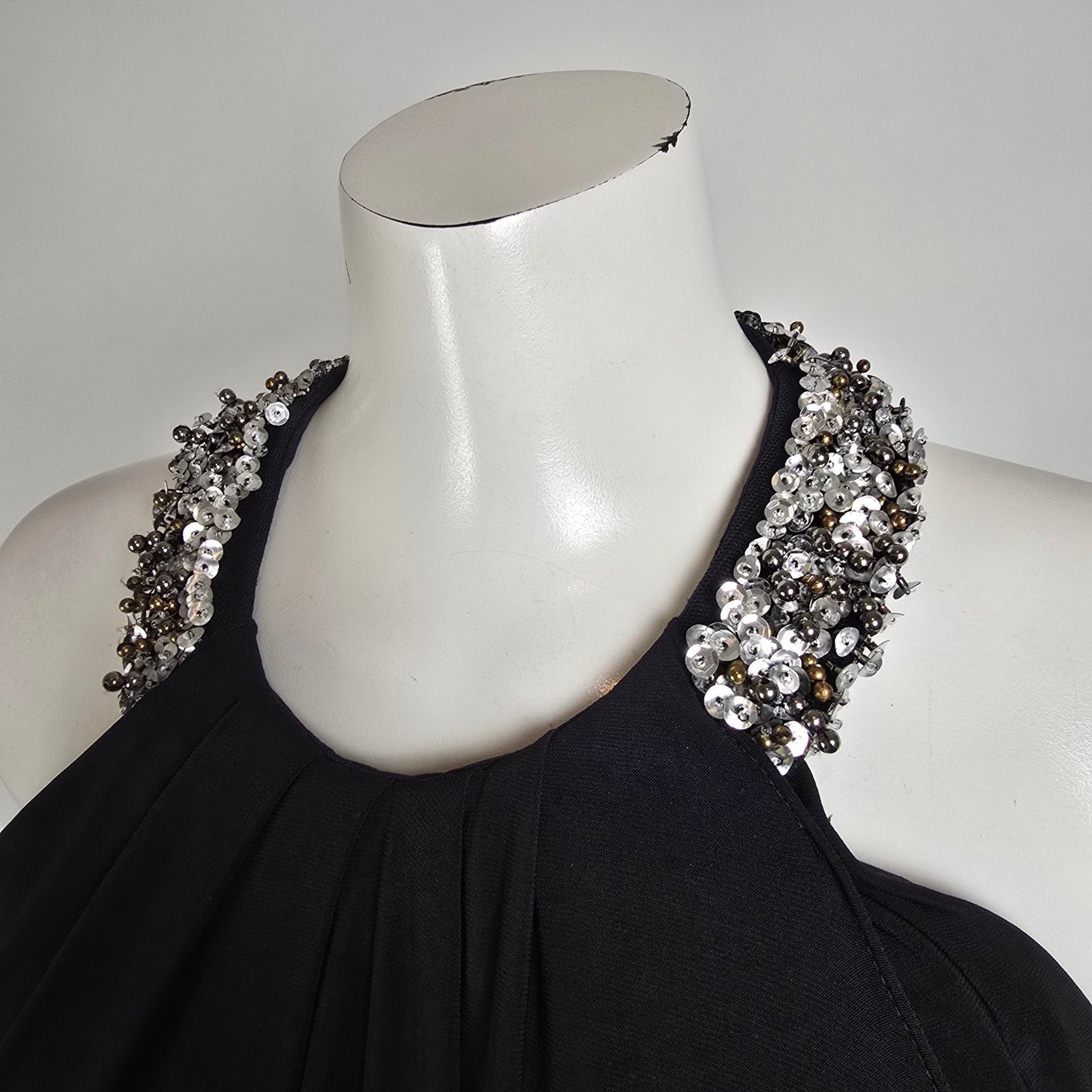 Lyman Black Beaded Neckline Long Event Dress Size 10