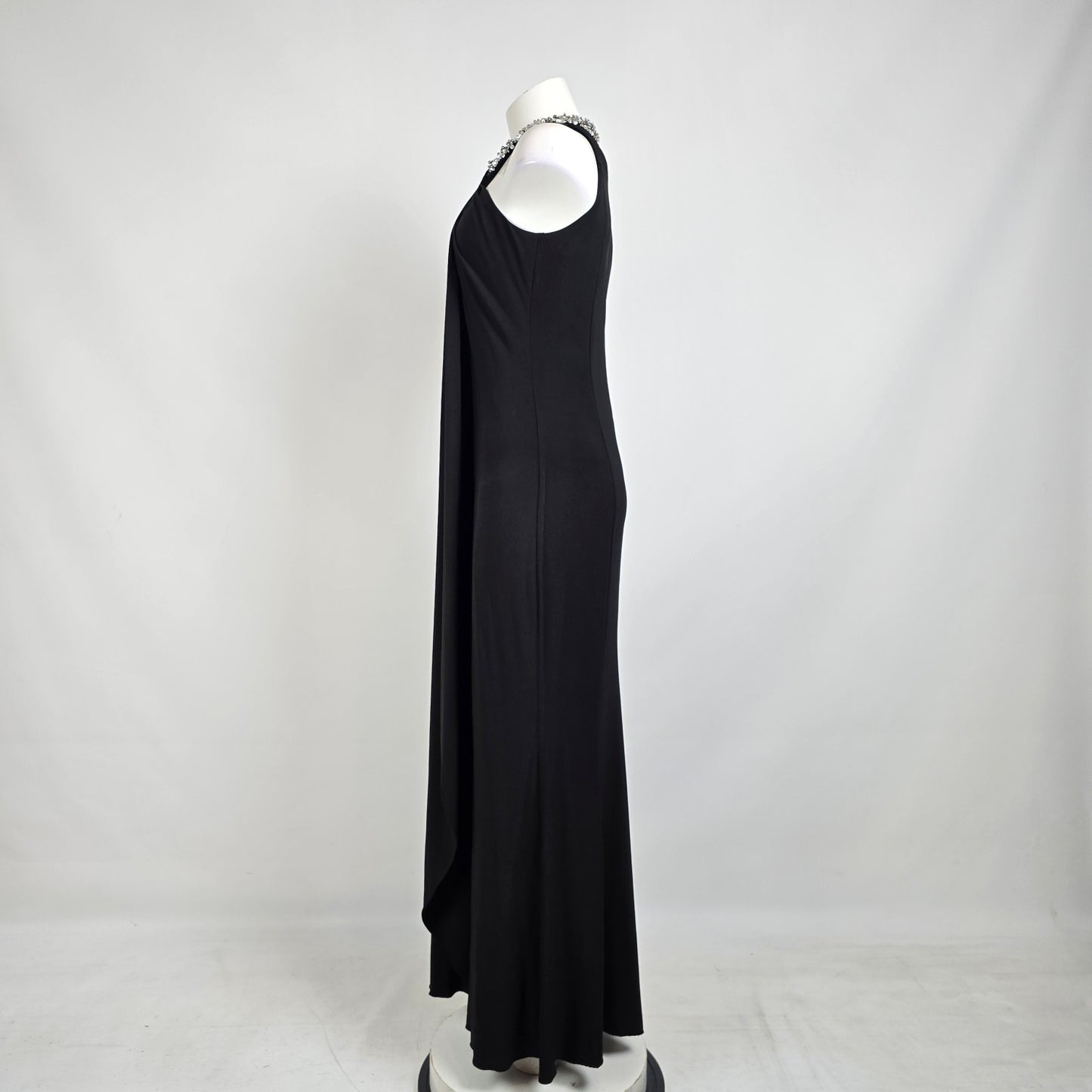 Lyman Black Beaded Neckline Long Event Dress Size 10
