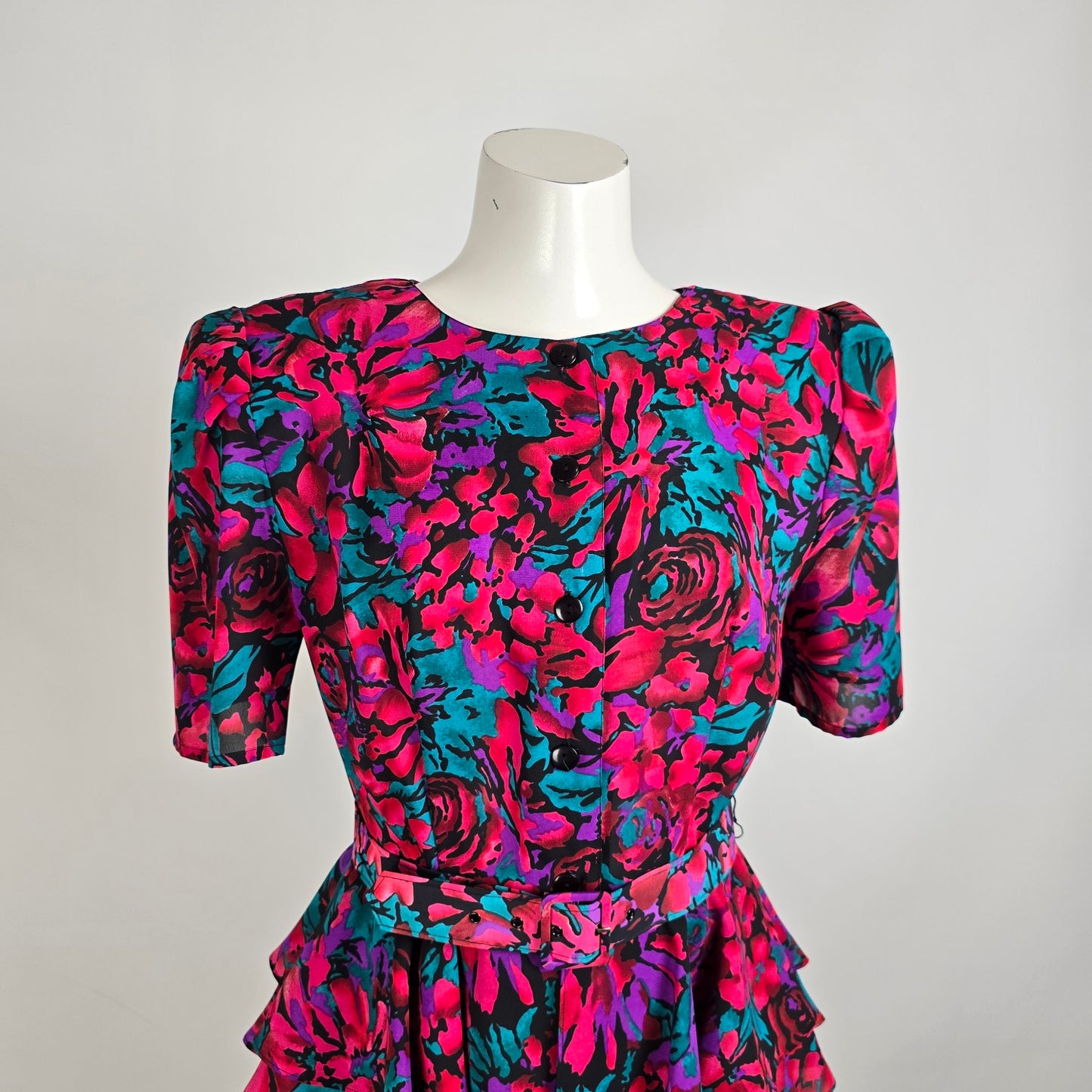 Vintage J.B. Too Pink Peplum Midi Dress Size 12