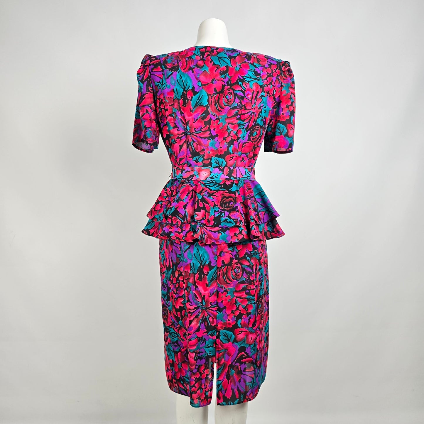 Vintage J.B. Too Pink Peplum Midi Dress Size 12