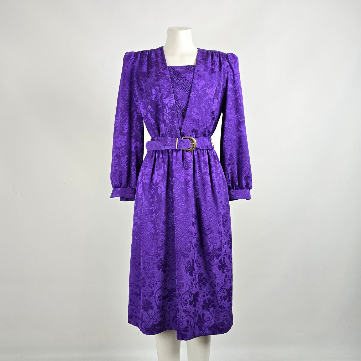 Vintage Impromptu Purple Bellted Midi Dress Size M