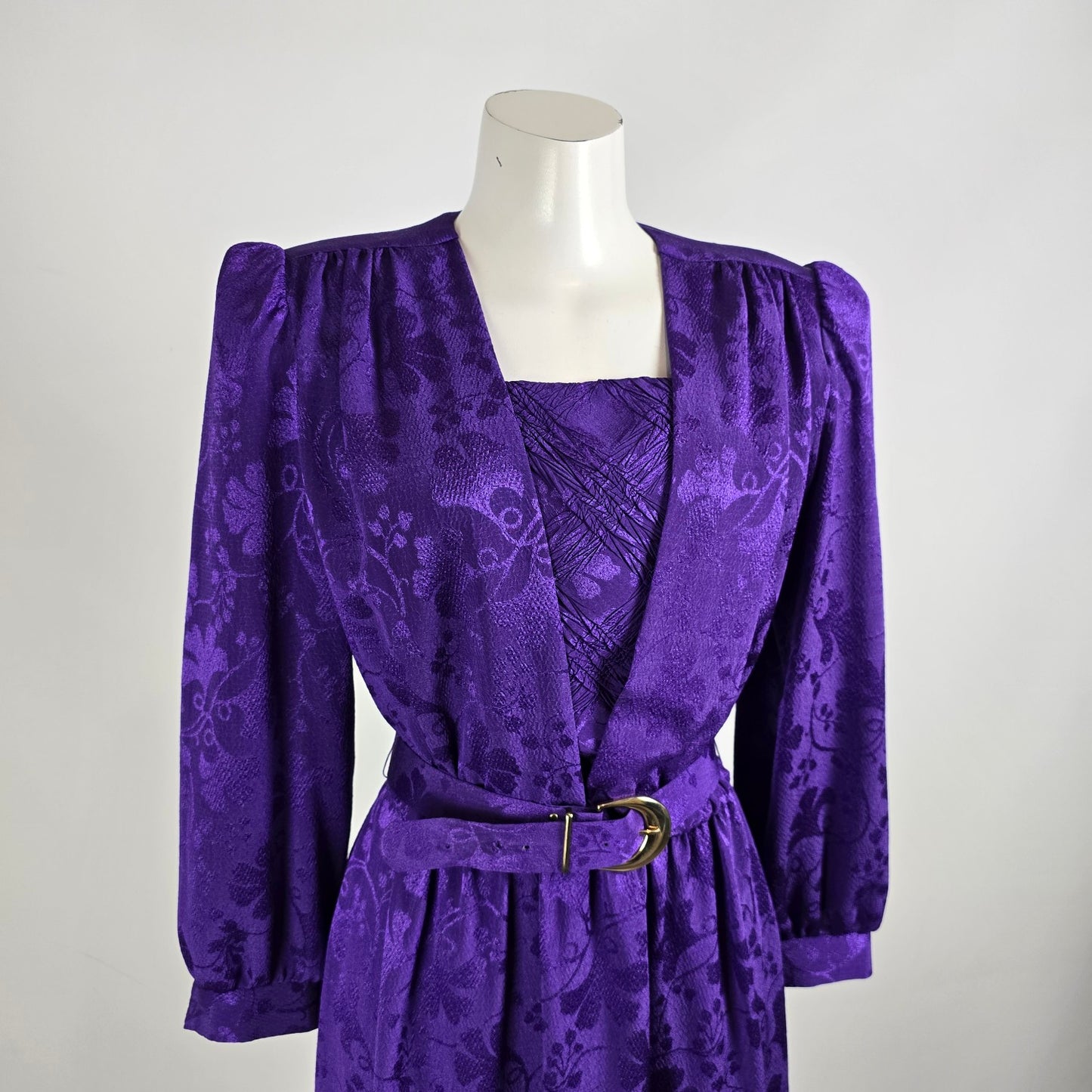 Vintage Impromptu Purple Bellted Midi Dress Size M