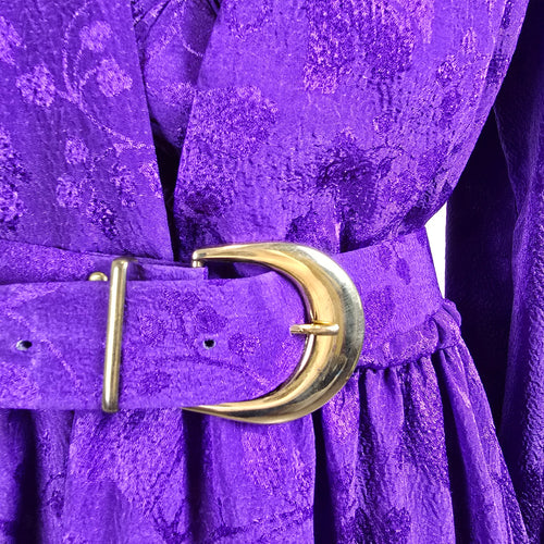 Vintage Impromptu Purple Bellted Midi Dress Size M