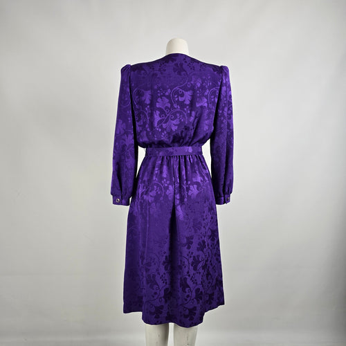 Vintage Impromptu Purple Bellted Midi Dress Size M
