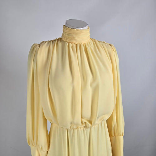 Vintage Yellow Long Sleeve Midi Dress Size S/M