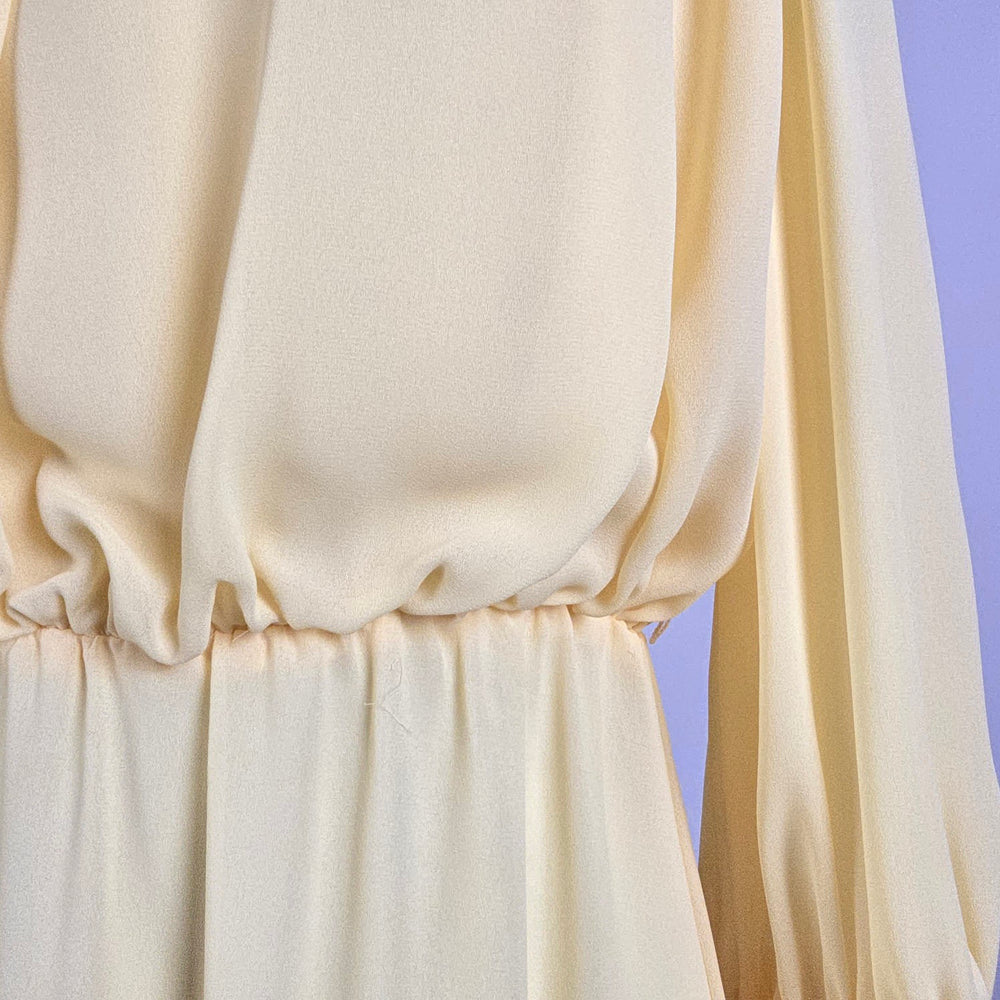 Vintage Yellow Long Sleeve Midi Dress Size S/M